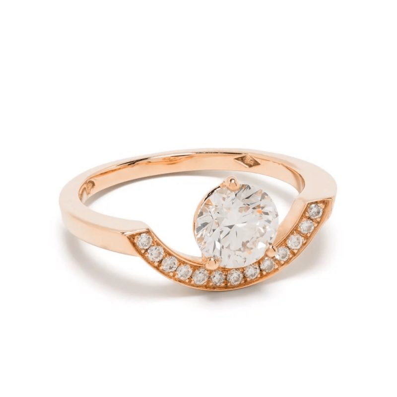 Ring Intrépide grand arc 1ct pavée - 18k rose gold lab grown diamond Loyale Paris 1