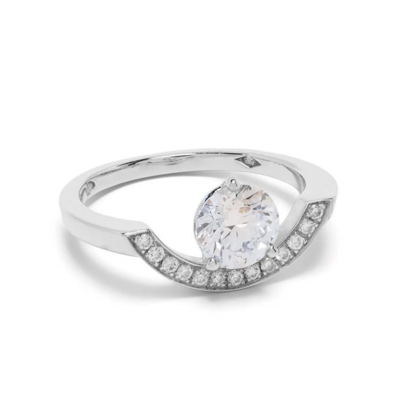 Ring Intrépide grand arc 1ct pavée - 18k white gold lab grown diamond Loyale Paris 1