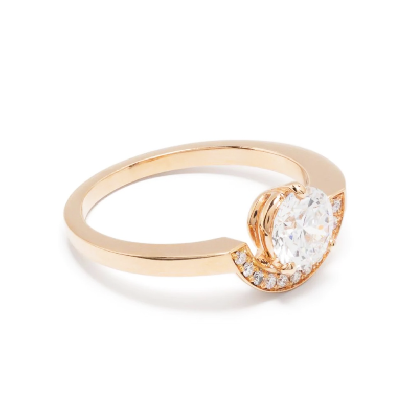 Ring Intrépide petit arc 1ct pavée - 18k rose gold lab grown diamond Loyale Paris 1