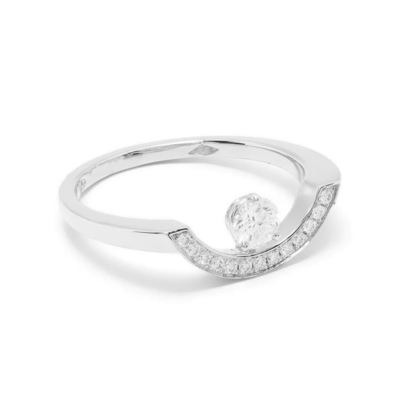 Ring Intrépide grand arc 025ct pavée - 18k white gold lab grown diamond Loyale Paris 1