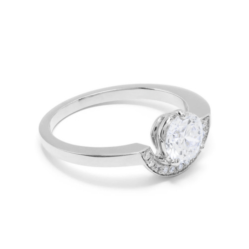 Ring Intrépide petit arc 1ct pavée - 18k white gold lab grown diamond Loyale Paris 1