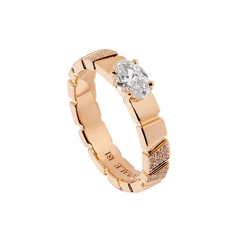 Ring Ride Love semi-pavée 05ct oval - 18k recycled yellow gold lab grown diamonds ethical fine jewelry loyale paris 1
