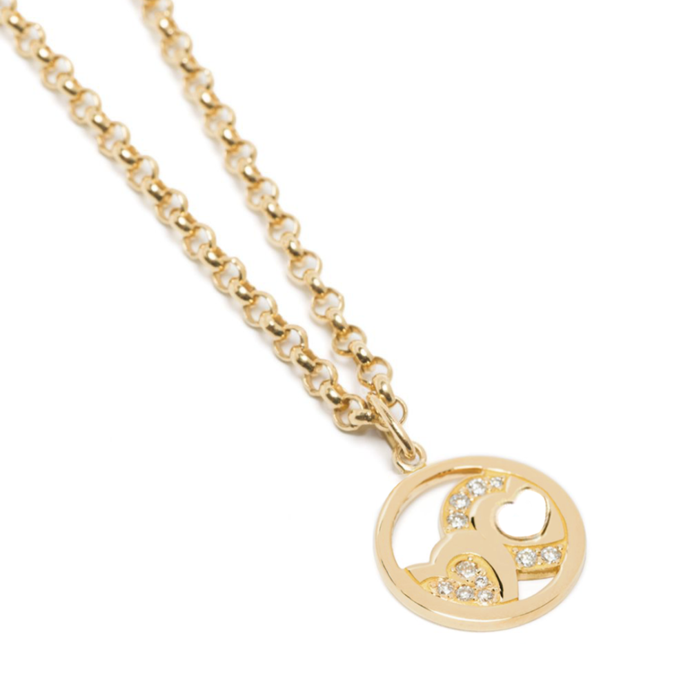 Charm Amour on Wide Chain - 18k yellow gold