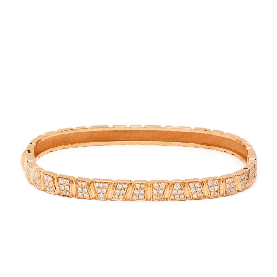 Bangle bracelet Ride & Love pavé - 18k recycled rose gold lab grown diamonds loyale paris fine jewelry 1
