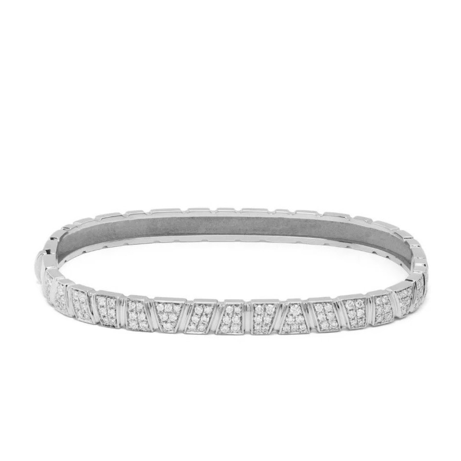 Bangle bracelet Ride & Love pavé - 18k recycled white gold lab grown diamonds loyale paris fine jewelry 1