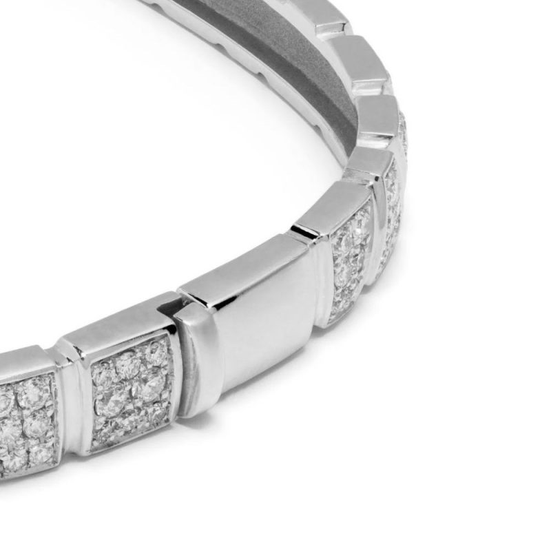 Bangle bracelet Ride & Love pavé - 18k recycled white gold lab grown diamonds loyale paris fine jewelry 5