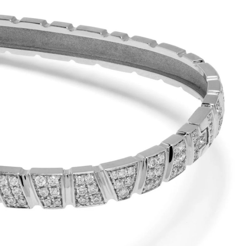 Bangle bracelet Ride & Love pavé - 18k recycled white lab grown diamonds loyale paris fine jewelry 4