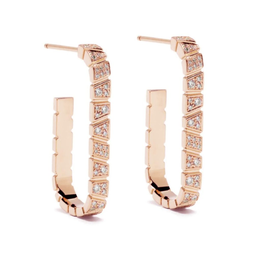 Earrings Ride & Love pavées Medium - 18k rose gold 1