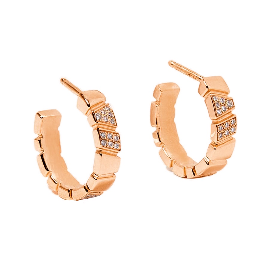 Earrings Ride Love semi-pavees Small - 18k recycled rose gold lab grown diamonds loyale paris fine jewelry 1