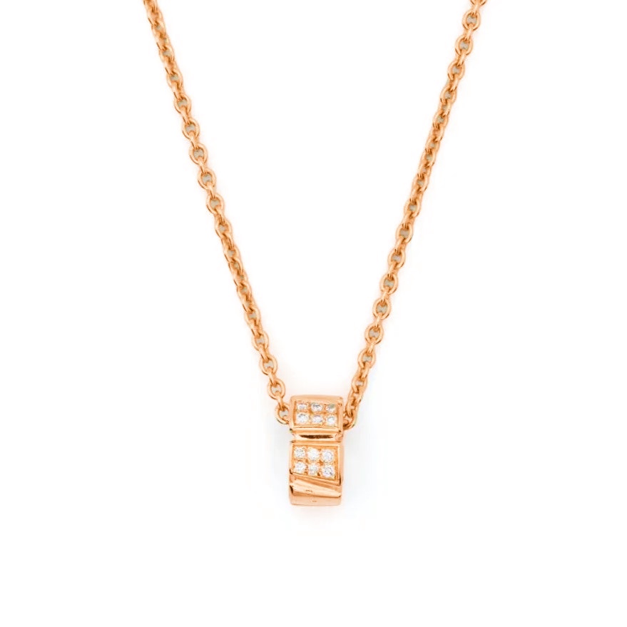 Necklace Ride & Love semi-pavé Small - 18k recycled rose gold lab grown diamonds loyale paris fine jewelry 1