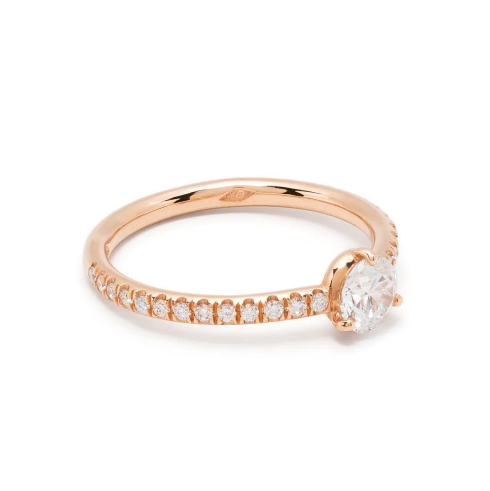 Solitaire Les Absolues 05ct pavé - 18k rose gold lab grown diamond Loyale Paris 1