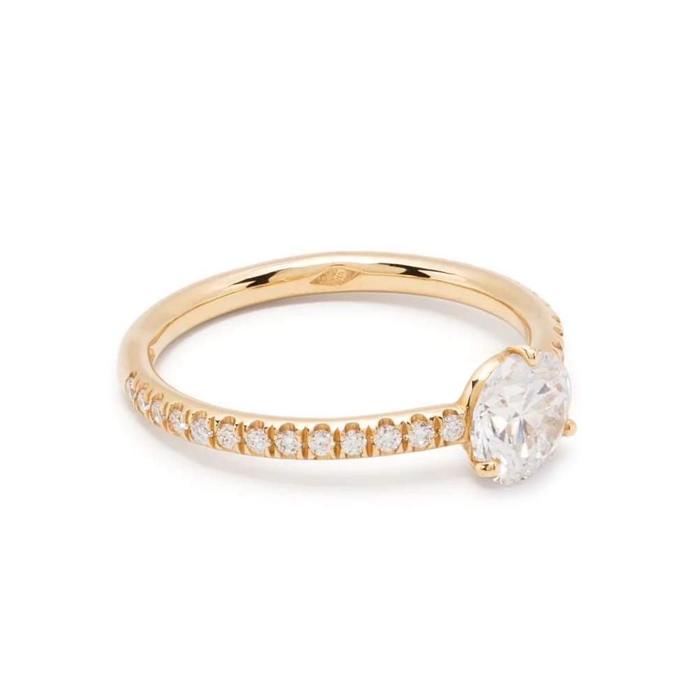 Solitaire Les Absolues 1ct pavé - 18k yellow gold lab grown diamond Loyale Paris 1