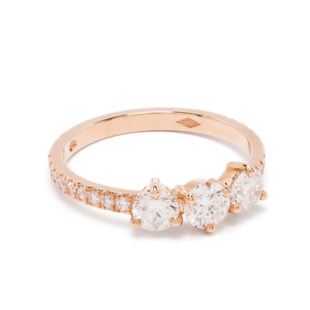 Solitaire Les Absolues Encore Plus 025ct pavé - 18k rose gold lab grown diamond Loyale Paris 1