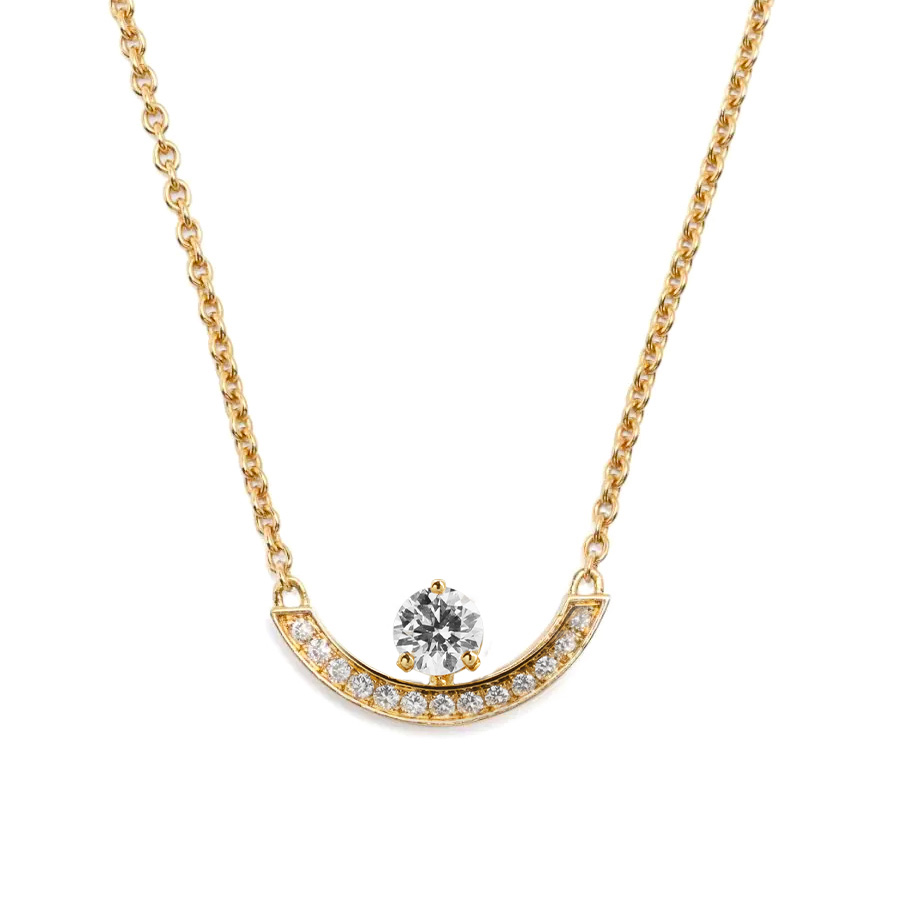 Necklace Intrépide Grand Arc 0.25ct pavé - 18K yellow gold lab grown diamond Loyale Paris 1