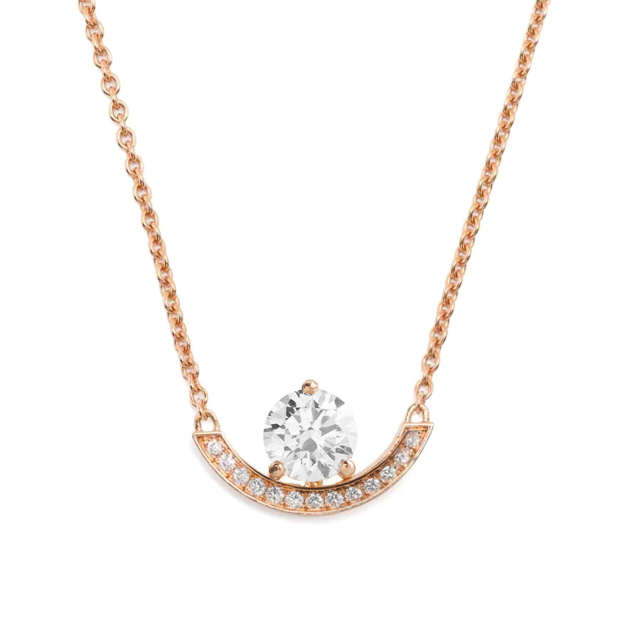 Necklace Intrépide Grand Arc 1ct pavé - 18K rose gold lab grown diamond Loyale Paris 1