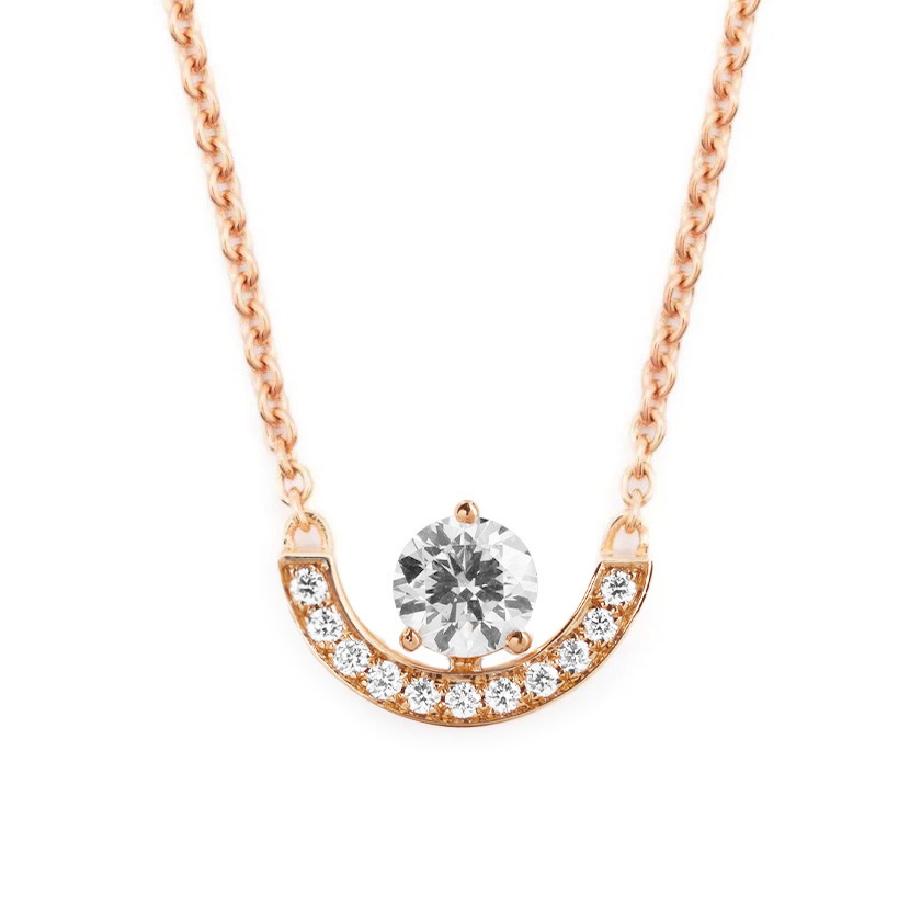 Necklace Intrépide Petit Arc Pavé 0.5ct - 18K rose gold lab grown diamond Loyale Paris 1