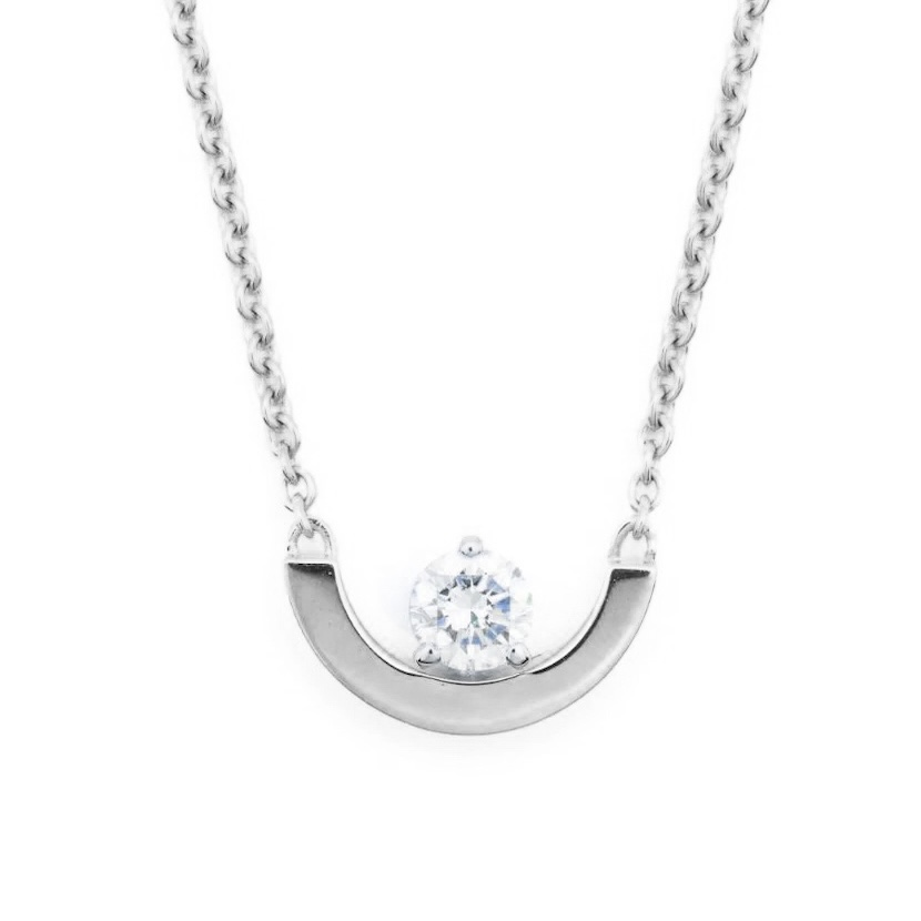 Necklace Intrépide Petit Arc 0.25ct - 18K white gold lab grown diamond Loyale Paris 1