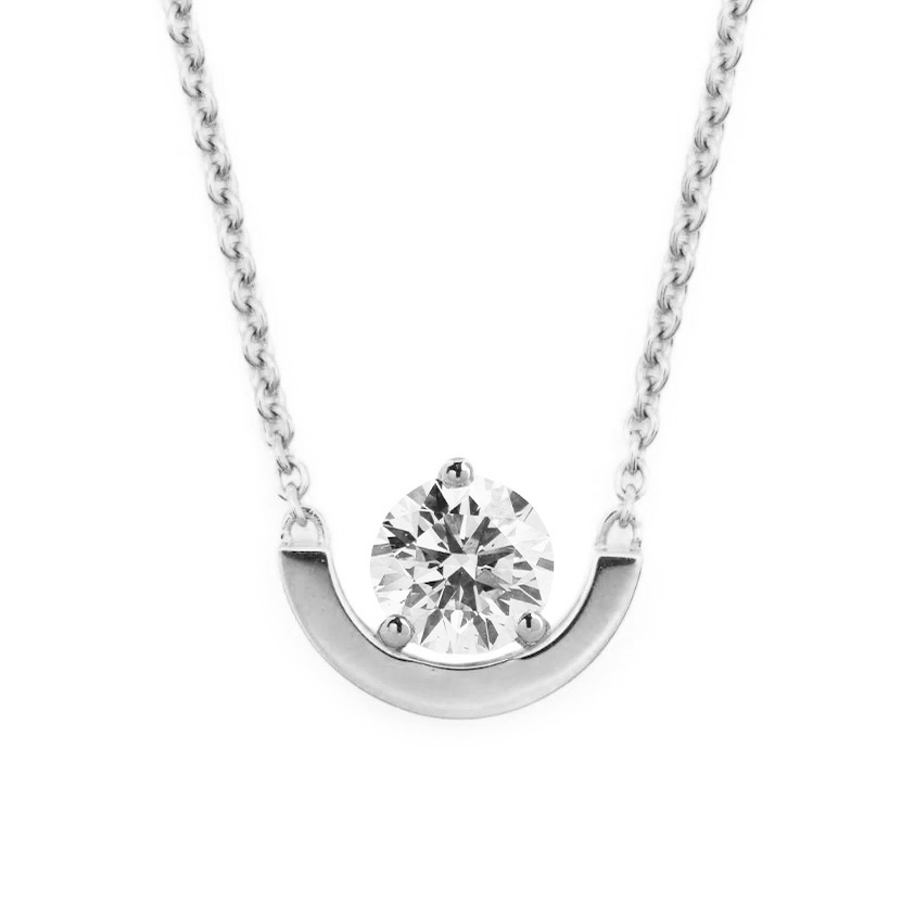 Necklace Intrépide Petit Arc 1ct - 18K white gold lab grown diamond Loyale Paris 1