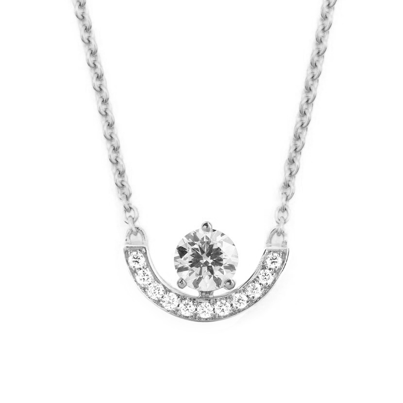 Necklace Intrépide Petit Arc Pavé 0.5ct - 18K white gold lab grown diamond Loyale Paris 1