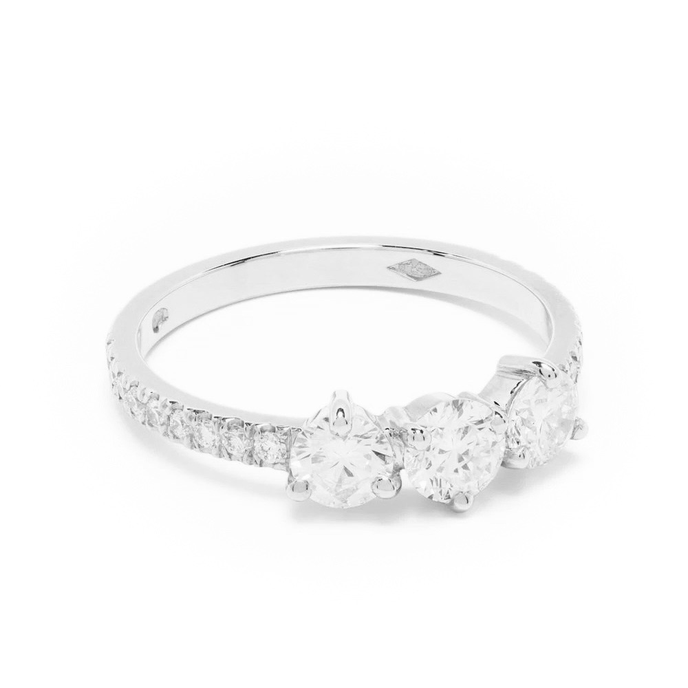 Solitaire Les Absolues Encore Plus 025ct pavé - 18k white gold lab grown diamond Loyale Paris 1