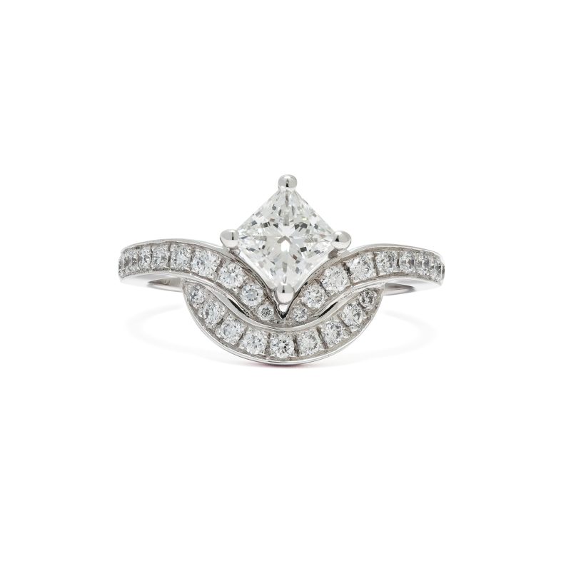 Ring Emblème 0.7ct Princesse pavée - 18k white gold