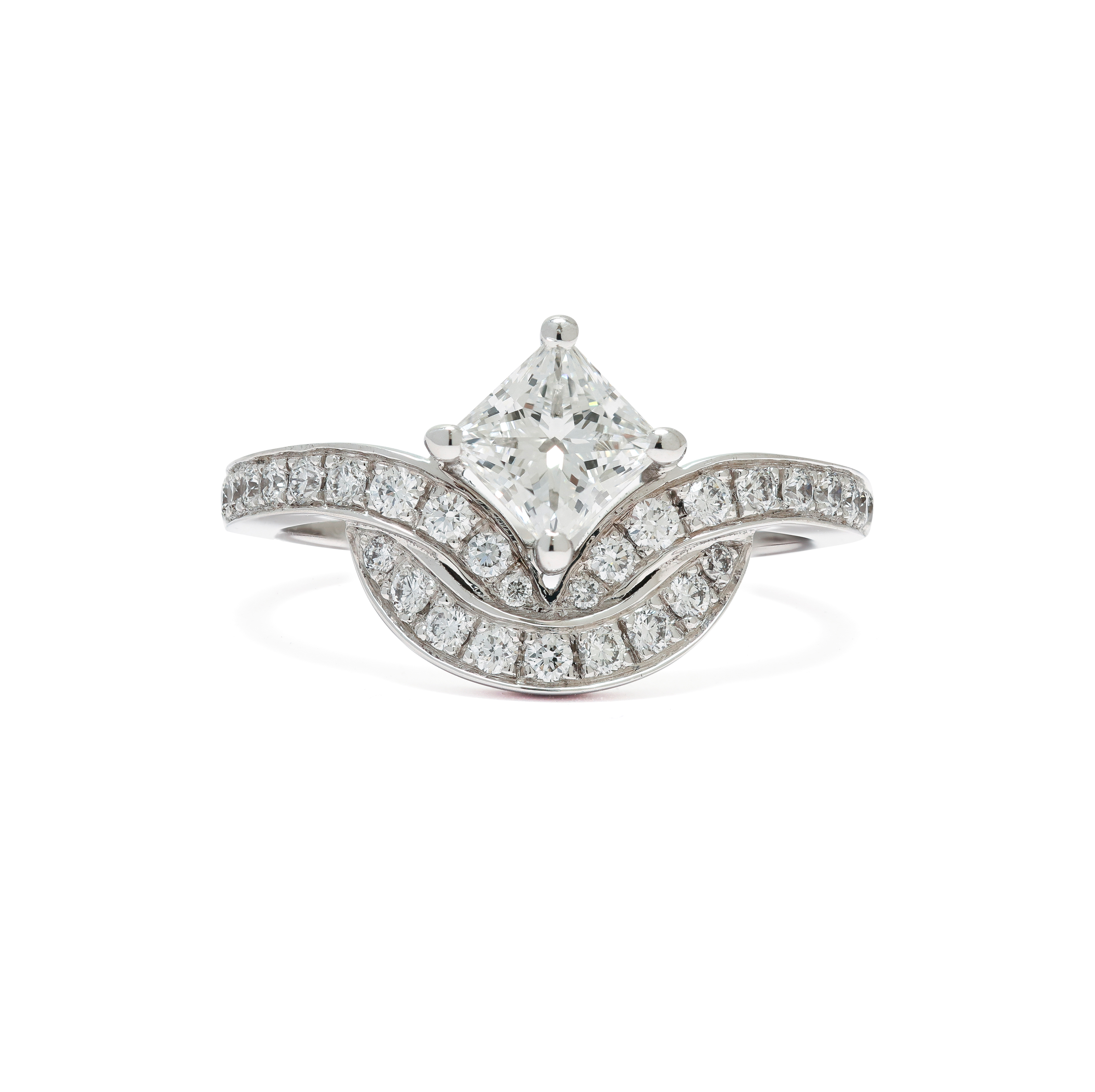 Ring Emblème 0.7ct Princesse pavée - 18k white gold