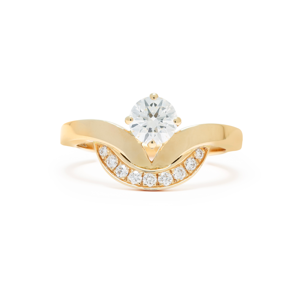 Ring Emblème 0.5ct semi-pavée - 18k yellow gold