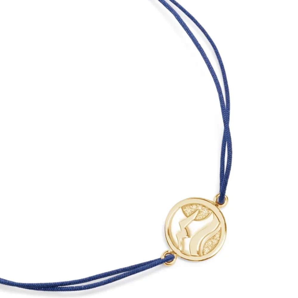 Charm Liberté on Cord Bracelet - 18k yellow gold2