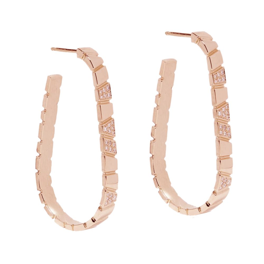 Earrings Ride & Love semi-pavées Large - 18k rose gold 1